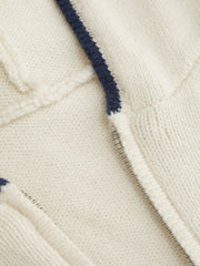 Knit Hooded Long Sleeve Contrasting Binding Zip Through Cardigan