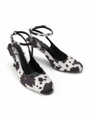 COWHIDE PRINT ADJUSTABLE SLINGBACK HEELS