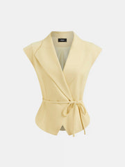 Collar V-neck Knotted Blazer Vest