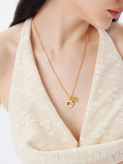FLOWER & HEART PENDANT NECKLACE