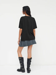 Cotton-blend Cat Oversized Short Sleeve Tee