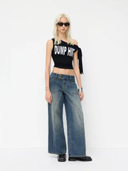 Cider Denim Low Rise Wide Leg Jeans