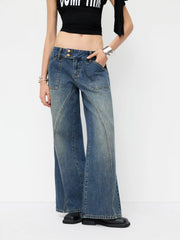 Cider Denim Low Rise Wide Leg Jeans
