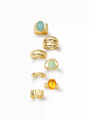 7PCS OVAL RESIN & HEART RING SET