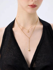 STAR & WATER DROP LAYERED PENDANT NECKLACE