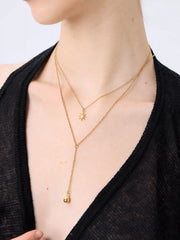 STAR & WATER DROP LAYERED PENDANT NECKLACE
