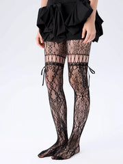 BOWKNOT JACQUARD MESH TIGHTS