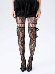 BOWKNOT JACQUARD MESH TIGHTS