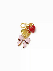 BOWKNOT & STRAWBERRY & HEART 18K GOLD PLATED STAINLESS STEEL KEYCHAIN