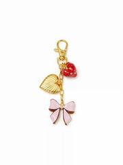 BOWKNOT & STRAWBERRY & HEART 18K GOLD PLATED STAINLESS STEEL KEYCHAIN
