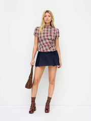 Denim Low Rise Buckle Mini Skirt With Belt