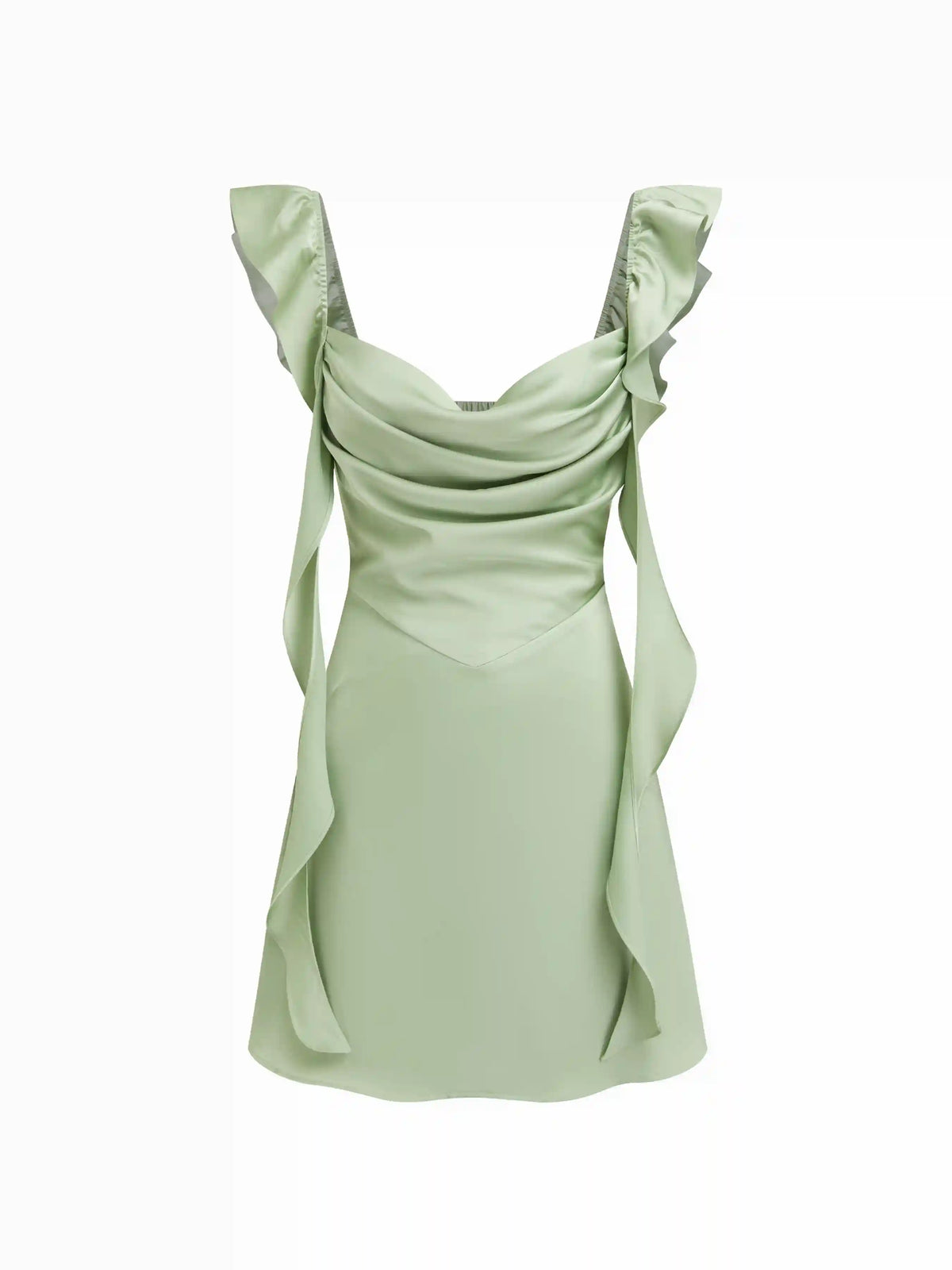 Satin Sweetheart Neck Ruffle Hem Backless Mini Dress
