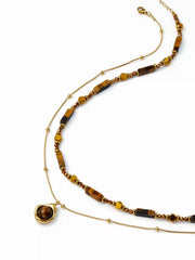GEMSTONE & BEADED LAYERED NECKLACE