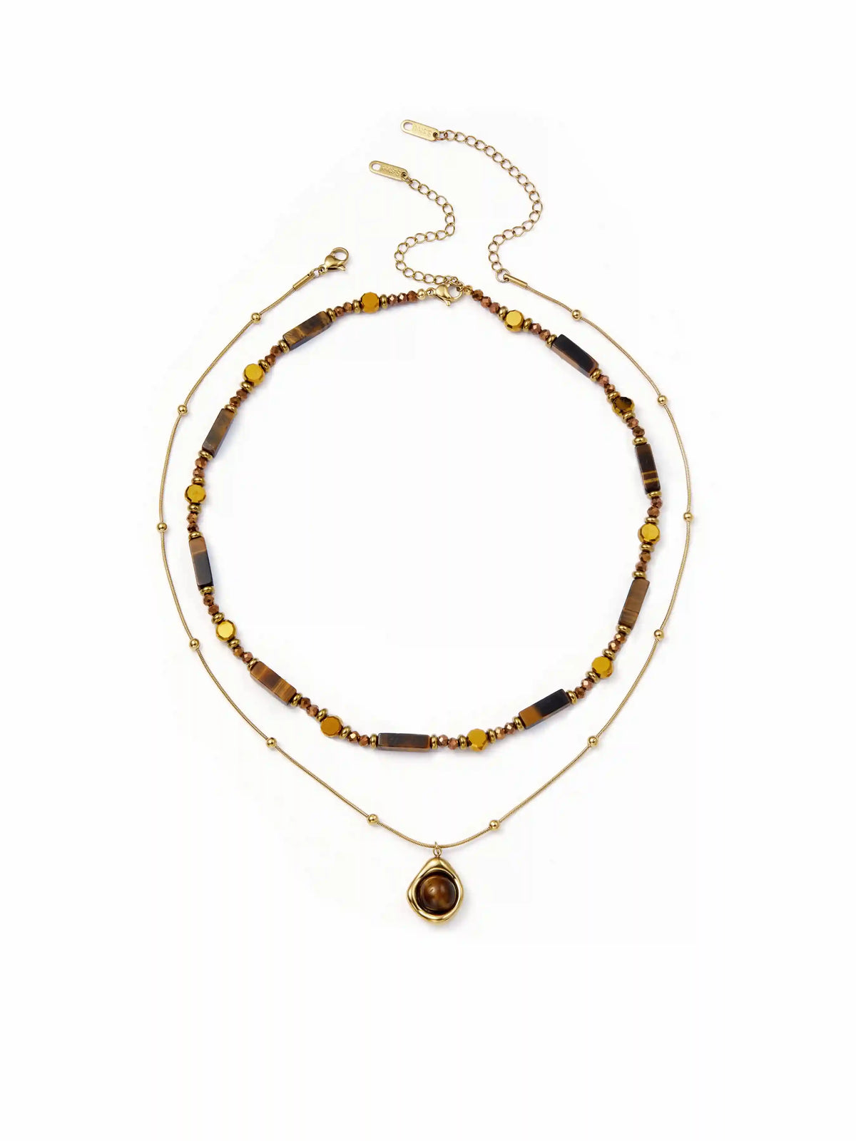 GEMSTONE & BEADED LAYERED NECKLACE
