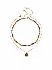 GEMSTONE & BEADED LAYERED NECKLACE