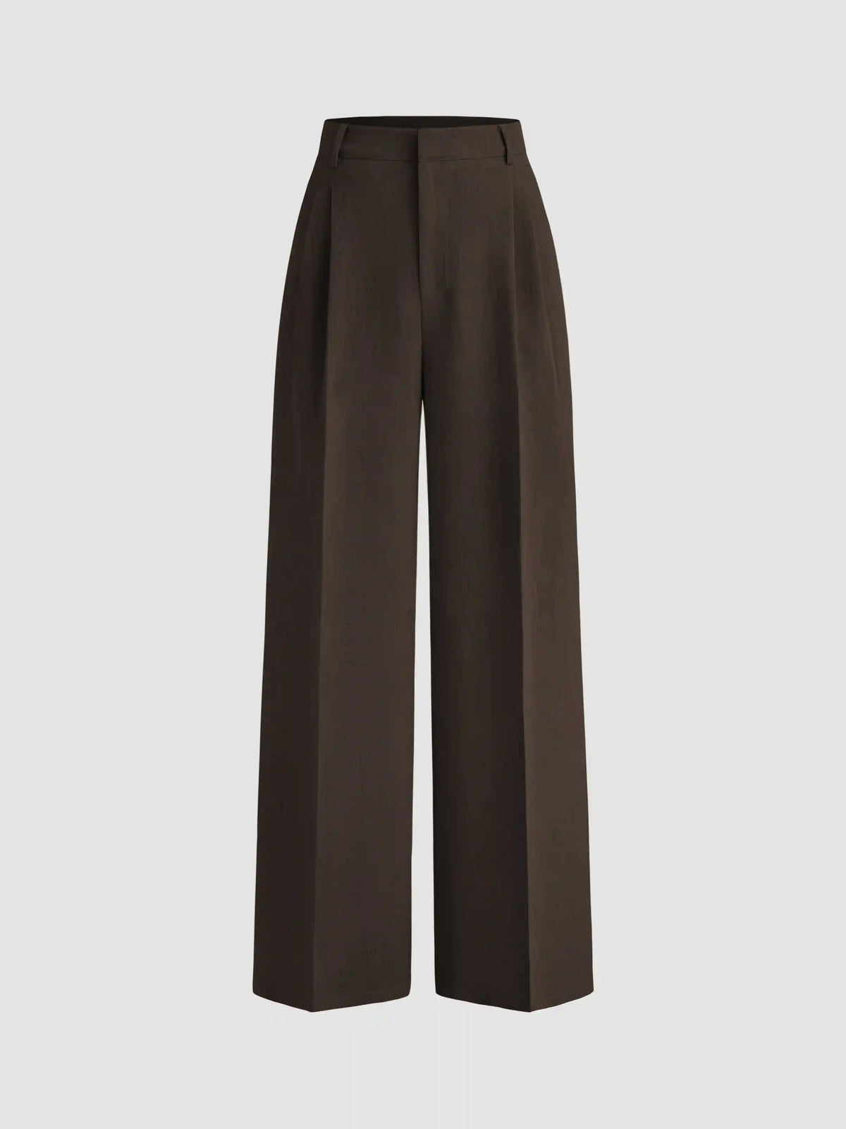 Mid Rise Pleated Wide Leg Trousers