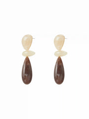TWO-TONE MARBLED TEXTURED WATER DROP EARRINGS