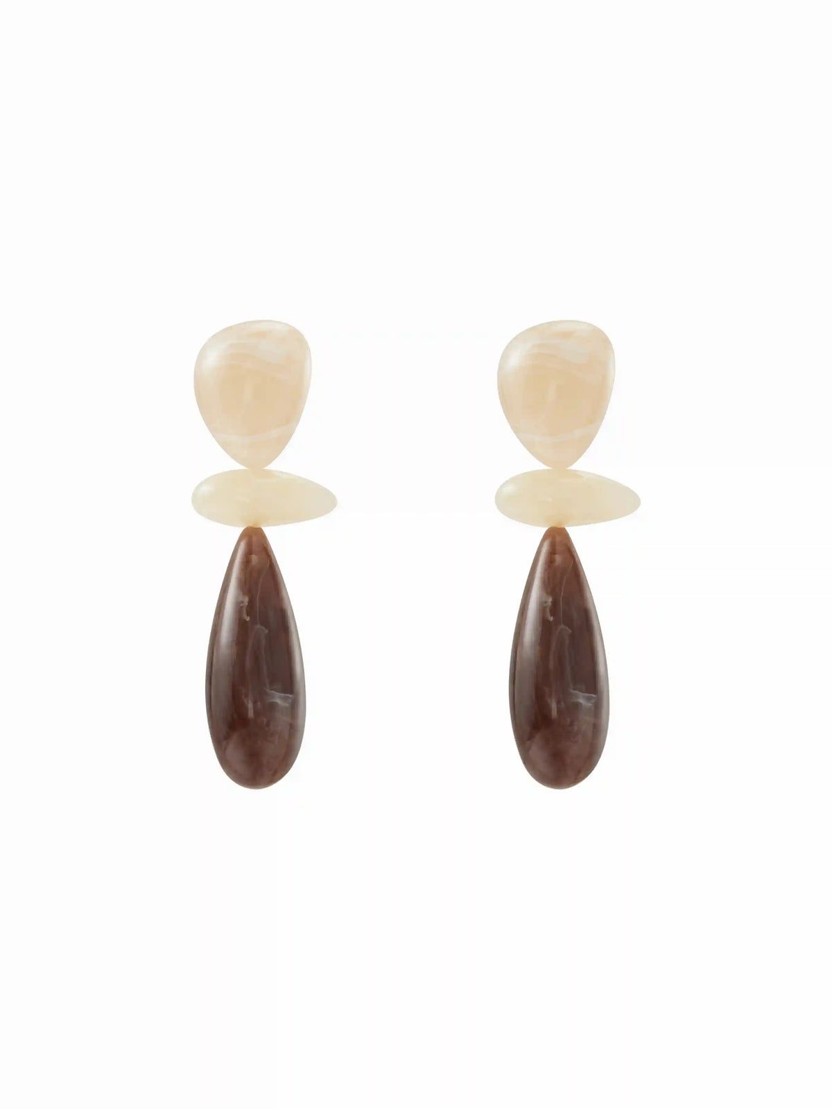 TWO-TONE MARBLED TEXTURED WATER DROP EARRINGS