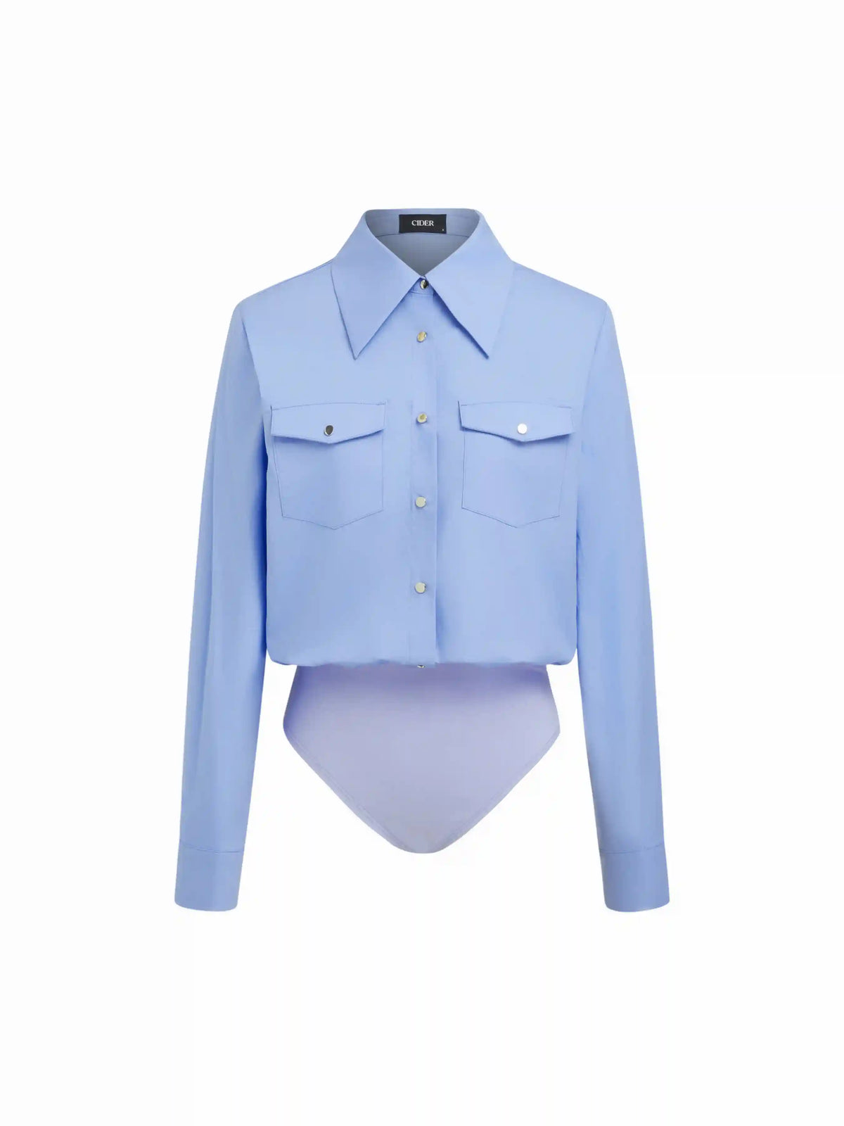Cotton Collar Long Sleeve Button Shirt Bodysuit