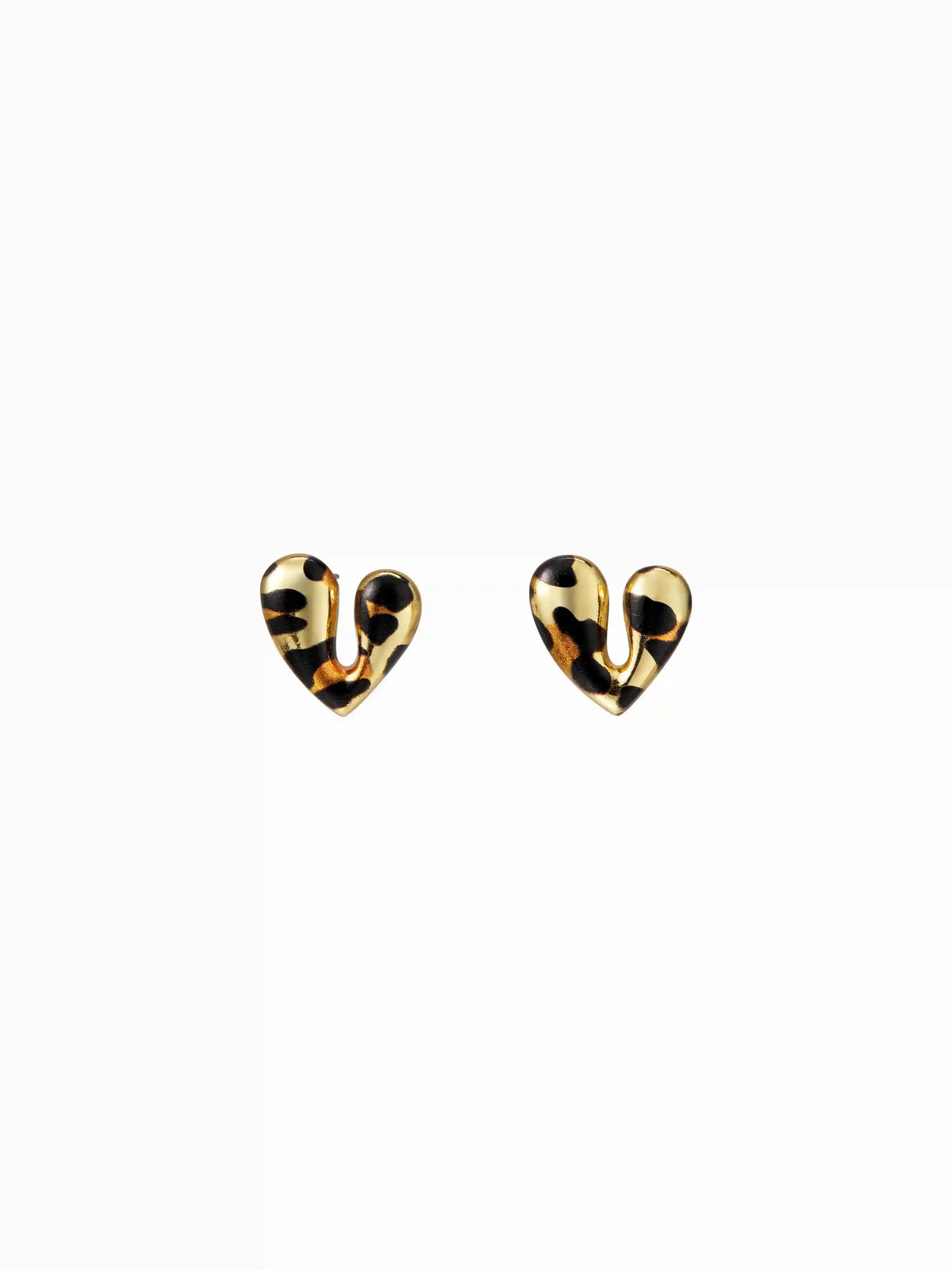 LEOPARD PRINT HEART STUD EARRINGS