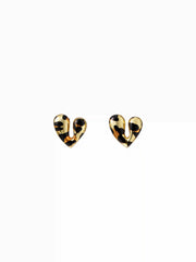 LEOPARD PRINT HEART STUD EARRINGS