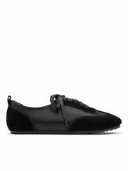 LACE-UP FAUX SUEDE & FAUX LEATHER SNEAKERS