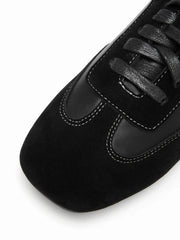 LACE-UP FAUX SUEDE & FAUX LEATHER SNEAKERS