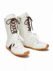TWO-TONE LACE-UP BOXING BOOTS