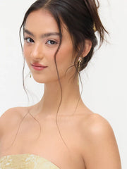 ZIRCON FLORAL & HEART CHAIN DROP EARRINGS
