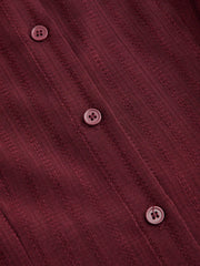 Polo Collar Texture Button Up Shirt