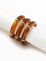 3PCS BAMBOO TUBE RESIN BRACELET SET
