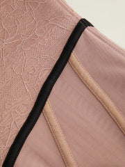 Lace Asymmetrical Hem Tummy Control Corset Shapewear