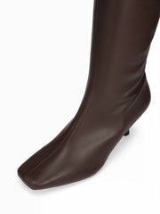 SQUARE TOE STILETTO KNEE HIGH BOOTS