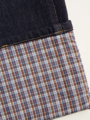 Cider Stretch Denim Mid Rise Plaid Roll Hem Straight Leg Jeans Curve & Plus