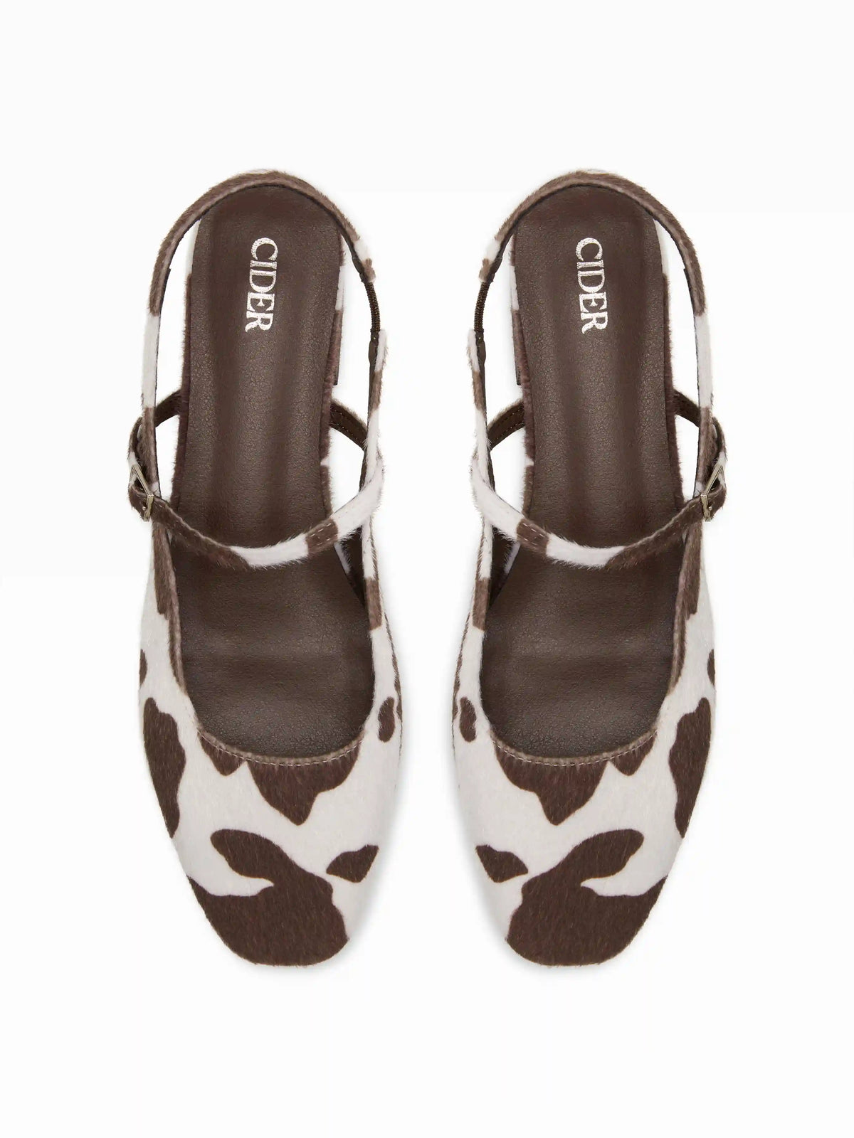 COWHIDE PRINT SLINGBACK MARY JANE FLATS