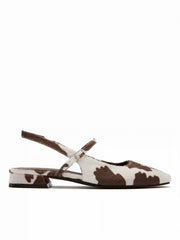 COWHIDE PRINT SLINGBACK MARY JANE FLATS