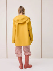 Two Tone Cotton-blend Hooded Plaid Drawstring Oversized Trench Coat