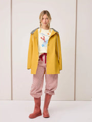 Two Tone Cotton-blend Hooded Plaid Drawstring Oversized Trench Coat