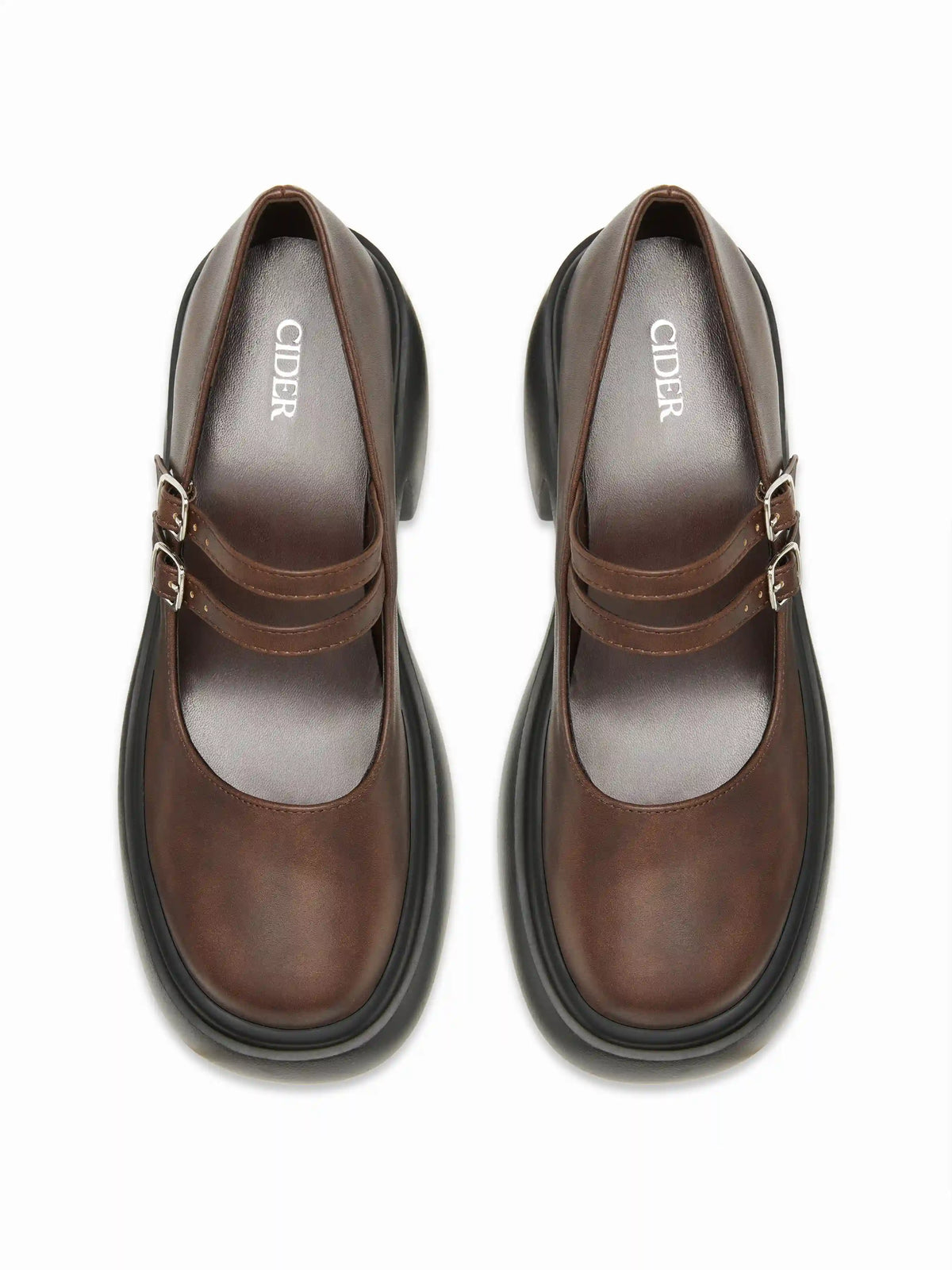 CHUNKY HEELED DOUBLE BUCKLE LOAFERS