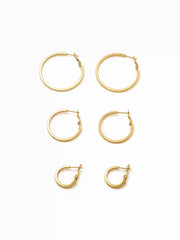 3 PAIRS CLASSIC HOOP EARRINGS SET
