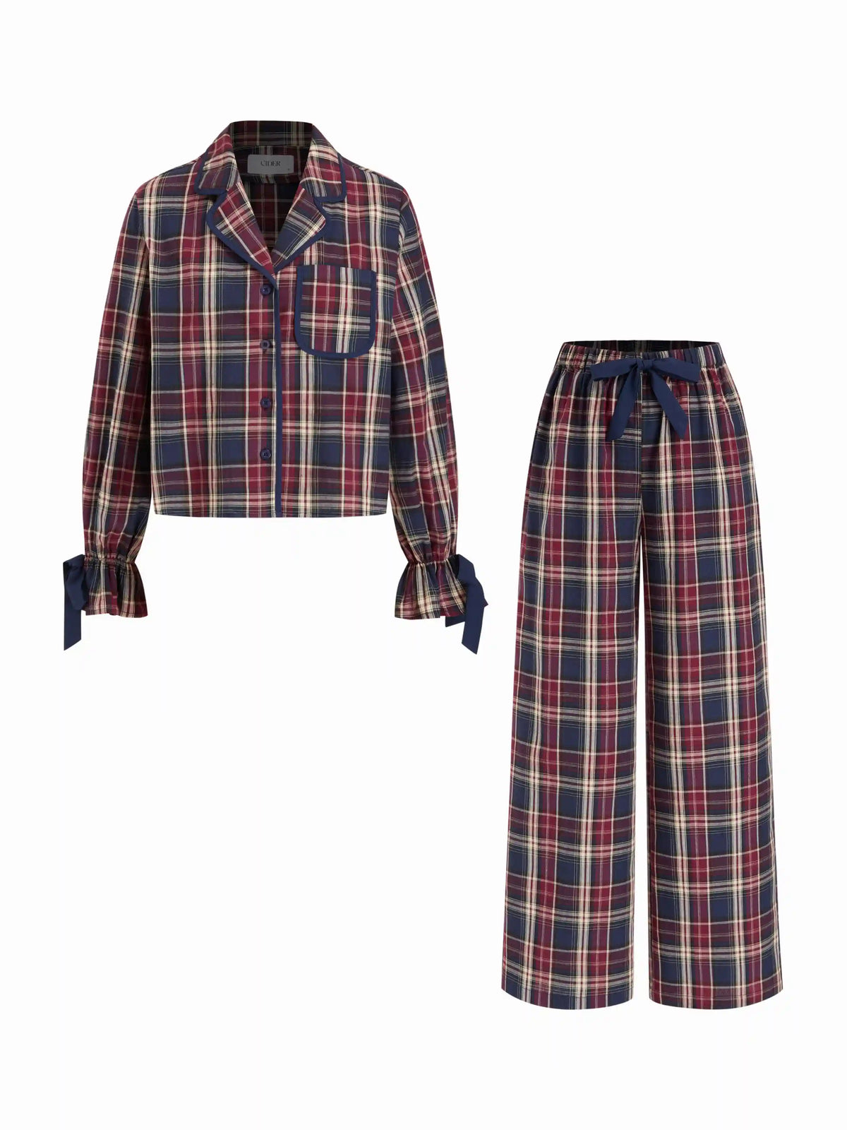 Cotton Bowknot Graphic Knotted Oversized Top & Mid Rise Straight Leg Trousers Loungewear Set