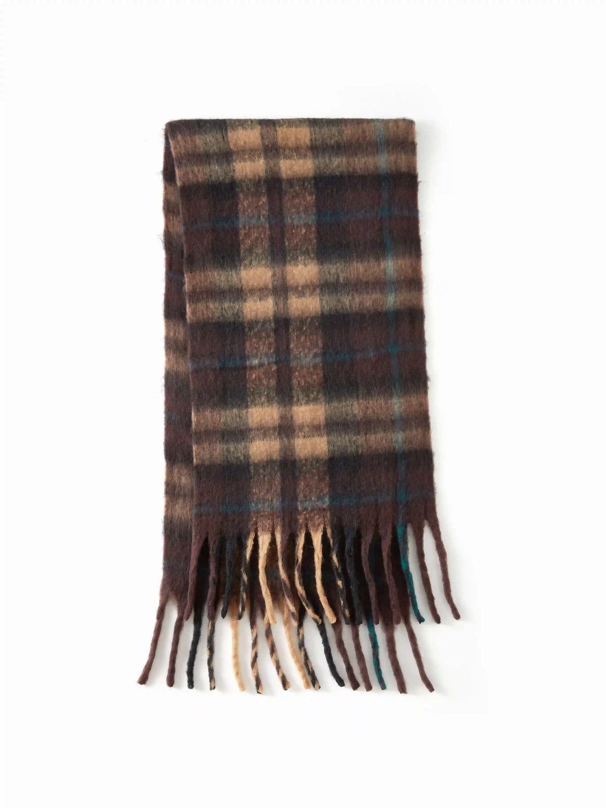 PLAID FRINGED SCARF