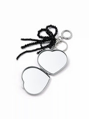 BEADED BOWKNOT & CROSS HEART MIRROR KEY CHAIN