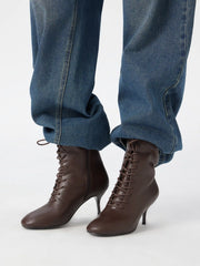 LACE UP STILETTO ANKLE BOOTS