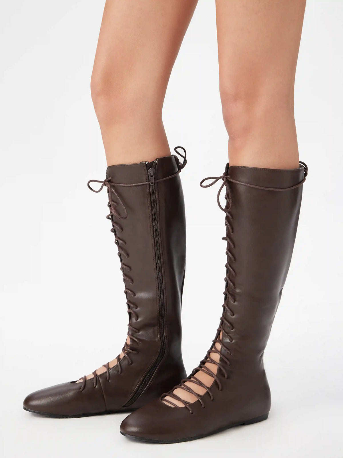 LACE-UP KNEE HIGH BOOTS