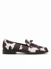 BOWKNOT COWHIDE PRINT FAUX SUEDE LOAFERS