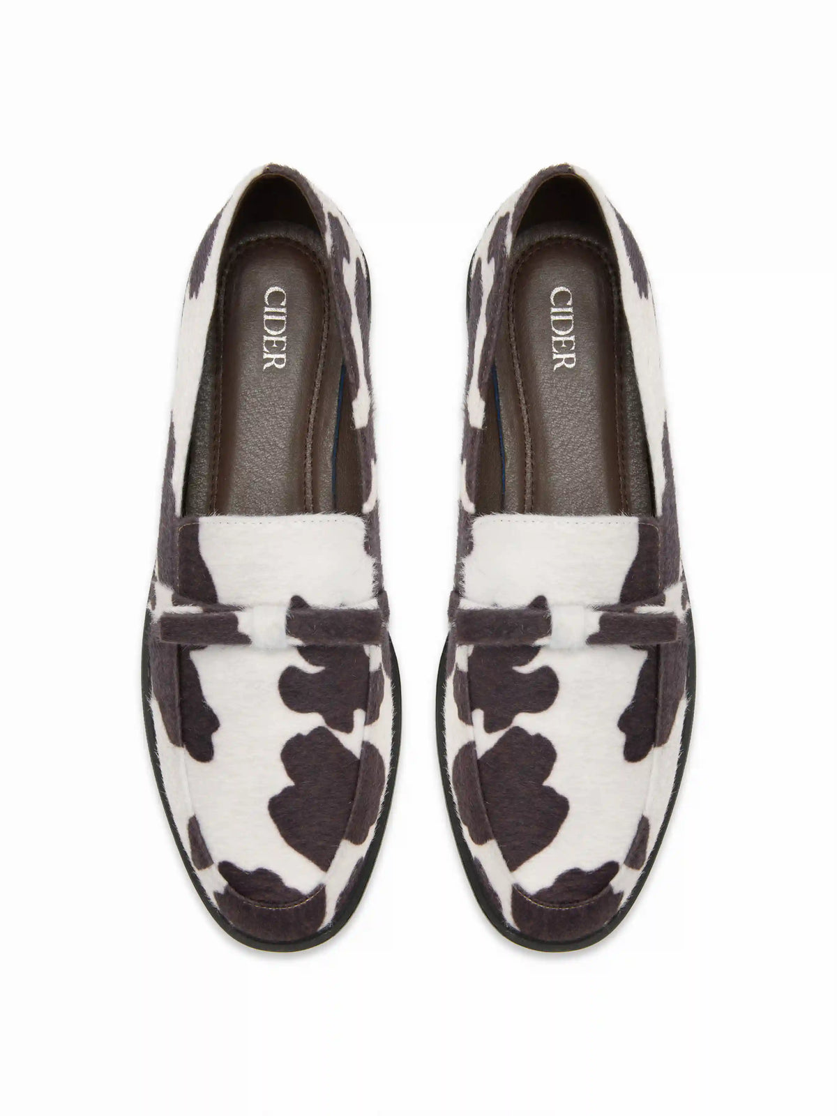 BOWKNOT COWHIDE PRINT FAUX SUEDE LOAFERS