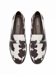 BOWKNOT COWHIDE PRINT FAUX SUEDE LOAFERS