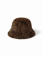 LEOPARD PRINT FUZZY BUCKET HAT