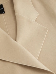Double-Faced Wool-Blend Notched Collar Double Breasted Oversized Coat